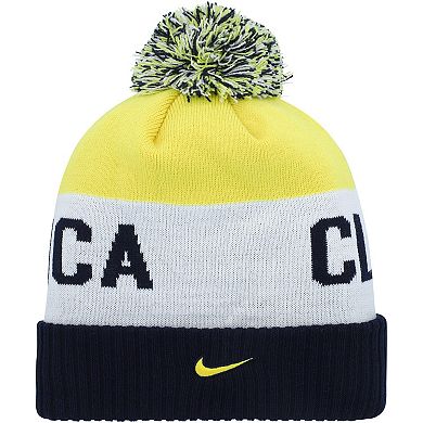 Men's Nike Navy/Yellow Club America Classic Stripe Cuffed Knit Hat with Pom