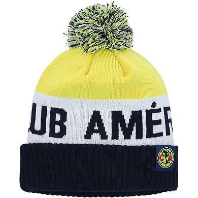 Men's Nike Navy/Yellow Club America Classic Stripe Cuffed Knit Hat with Pom