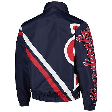 Men's Mitchell & Ness Navy St. Louis Cardinals Exploded Logo Warm Up Full-Zip Jacket