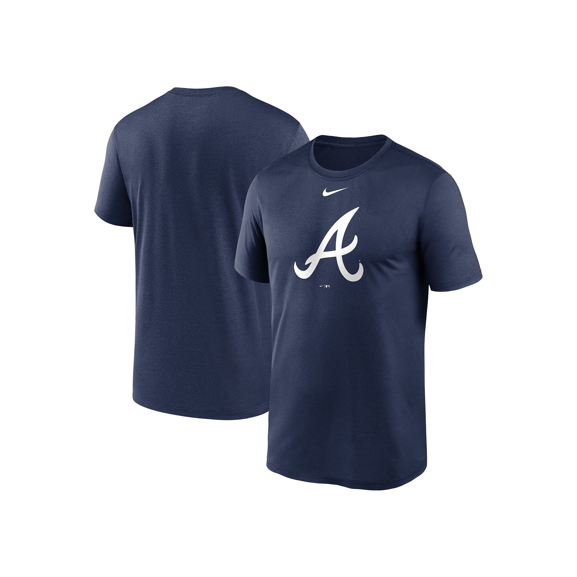 Mens Nike Navy Atlanta Braves New Legend Logo T-Shirt, Size: Small, Blue