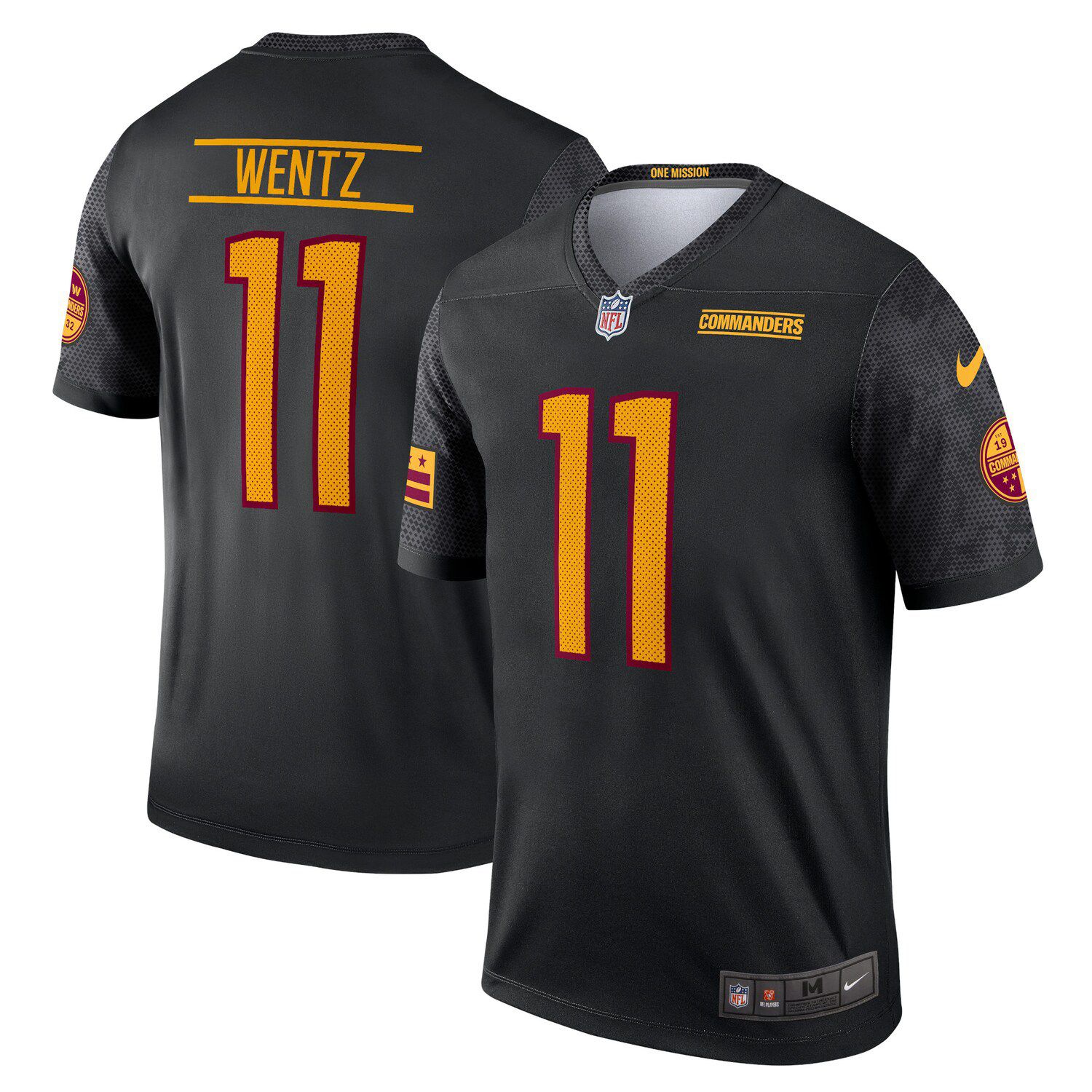 Men's Nike Carson Wentz Black Washington Commanders Alternate Legend Jersey Size: Small