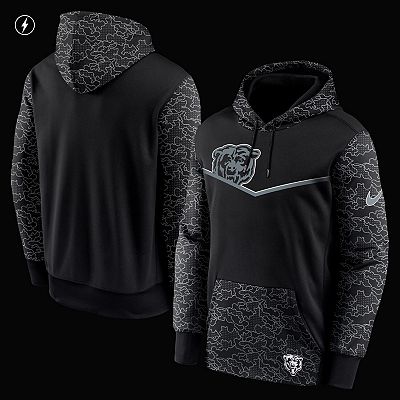 Men's Nike Black Chicago Bears RFLCTV Chevron Pullover Hoodie