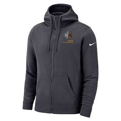 Men's Nike Anthracite Wyoming Cowboys Club Full-Zip Hoodie