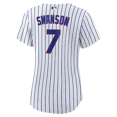 Women's Nike Dansby Swanson White/Royal Chicago Cubs Home Replica Player Jersey