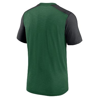 Men's Nike Heathered Green/Heathered Black New York Jets Color Block Team Name T-Shirt
