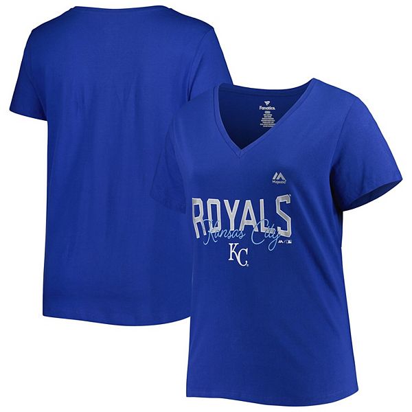 Women's Royal Kansas City Royals Plus Size Wordmark VNeck TShirt