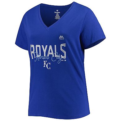 Women's Royal Kansas City Royals Plus Size Wordmark V-Neck T-Shirt