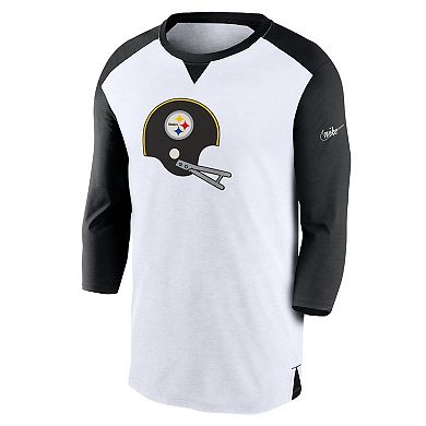 Men's Nike White/Black Pittsburgh Steelers Rewind 3/4-Sleeve T-Shirt