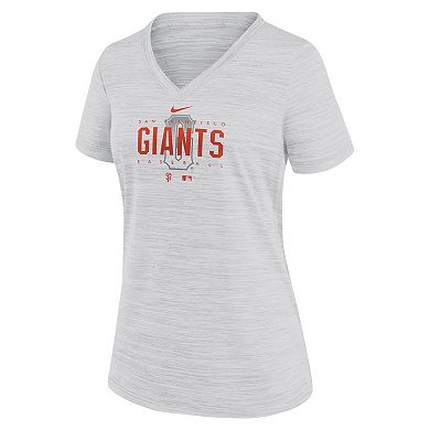 Women's Nike White San Francisco Giants City Connect Velocity Practice Performance V-Neck T-Shirt