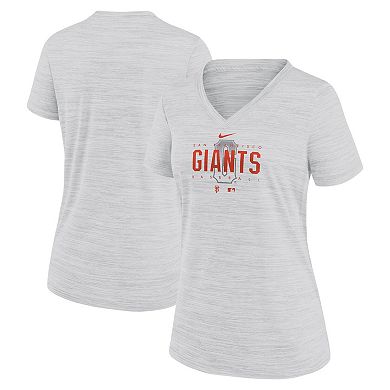 Women's Nike White San Francisco Giants City Connect Velocity Practice Performance V-Neck T-Shirt