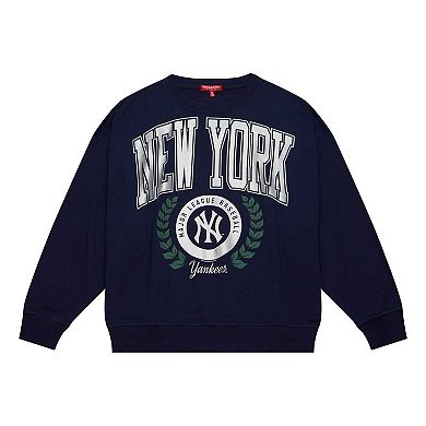 Women's Mitchell & Ness Navy New York Yankees Logo Lt 2.0 Pullover Sweatshirt