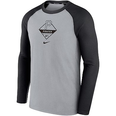 Men's Nike Gray/Black Pittsburgh Pirates Game Authentic Collection Performance Raglan Long Sleeve T-Shirt