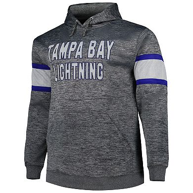 Men's Heather Charcoal Tampa Bay Lightning Big & Tall Stripe Pullover Hoodie