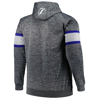 Men's Heather Charcoal Tampa Bay Lightning Big & Tall Stripe Pullover Hoodie