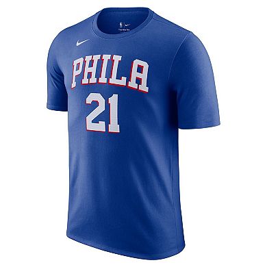 Men's Nike Joel Embiid Royal Philadelphia 76ers Icon 2022/23 Name & Number T-Shirt