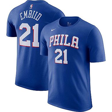 Men's Nike Joel Embiid Royal Philadelphia 76ers Icon 2022/23 Name & Number T-Shirt