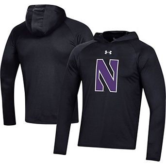 Men's Under Armour Black Northwestern Wildcats School Logo Raglan Long Sleeve Hoodie Performance T-Shirt