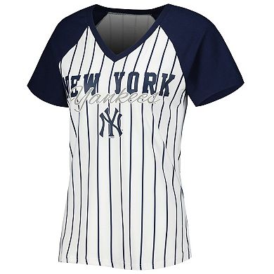 Women's Concepts Sport White New York Yankees Reel Pinstripe Nightshirt