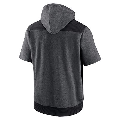 Men s Nike Heathered Charcoal Black Colorado Rockies Authentic Collection Dry Flux Performance Quarter Zip Short Sleeve