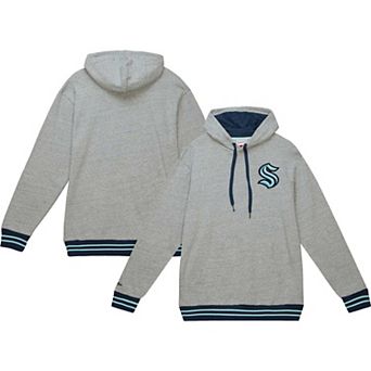 Men's Mitchell & Ness Heather Gray Seattle Kraken Classic French Terry Pullover Hoodie
