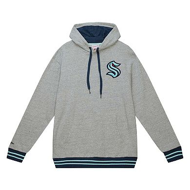 Men's Mitchell & Ness Heather Gray Seattle Kraken Classic French Terry Pullover Hoodie