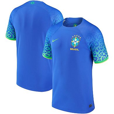 Men's Nike Blue Brazil National Team 2022/23 Away Breathe Stadium Replica Blank Jersey