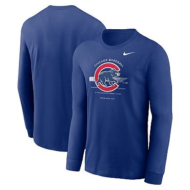 Men's Nike Royal Chicago Cubs Over Arch Performance Long Sleeve T-Shirt