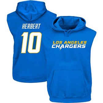 Men's Justin Herbert Powder Blue Los Angeles Chargers Big & Tall Muscle Pullover Hoodie