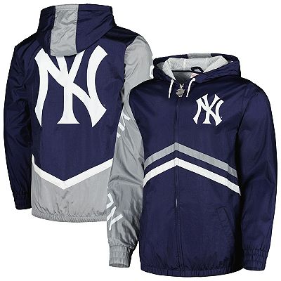 Men s Mitchell Ness Navy New York Yankees Undeniable Full Zip Hoodie Windbreaker Jacket