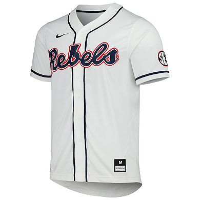 Men's Nike White Ole Miss Rebels Full-Button Replica Baseball Jersey