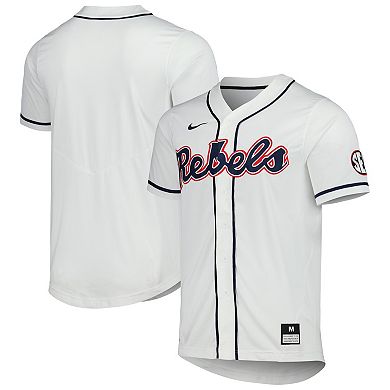 Men's Nike White Ole Miss Rebels Full-Button Replica Baseball Jersey