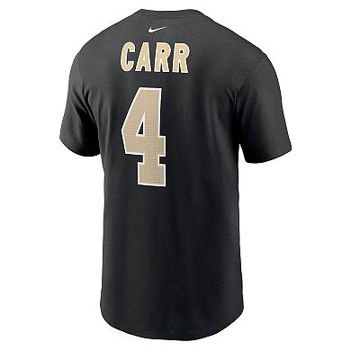 Men's Nike Derek Carr Black New Orleans Saints Player Name & Number T-Shirt