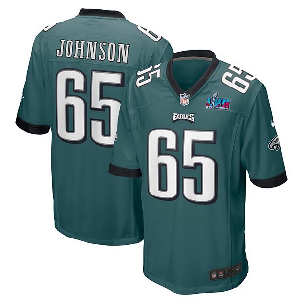 Men's Nike Lane Johnson Midnight Green Philadelphia Eagles Super Bowl LII Champions Patch Game Jersey