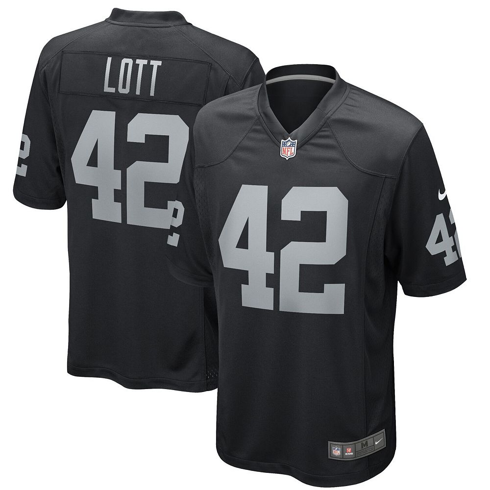 5L相当　極美品　ロサンゼルス・レイダース ユニフォーム 42 ロニー・ロット Men's Nike Ronnie Lott Black Las Vegas Raiders Game Retired Player