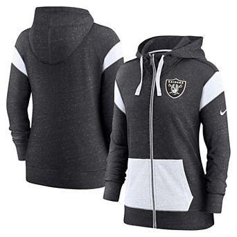 Women's Nike Heathered Black/White Las Vegas Raiders Plus Size Monaco Full-Zip Hoodie