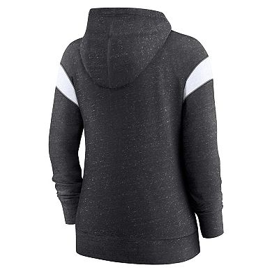Women's Nike Heather Black/White Las Vegas Raiders Plus Size Monaco Full-Zip Lightweight Hoodie