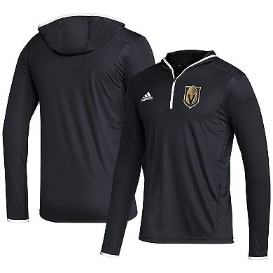 Men's adidas Black Vegas Golden Knights Team Long Sleeve Quarter-Zip Hoodie T-Shirt