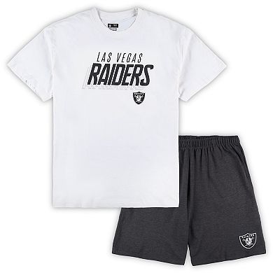 Men's Concepts Sport White/Charcoal Las Vegas Raiders Big & Tall T-Shirt and Shorts Set