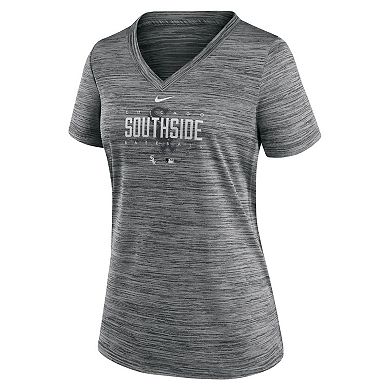 Women's Nike Gray Chicago White Sox City Connect Velocity Practice Performance V-Neck T-Shirt