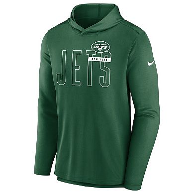 Men's Nike Green New York Jets Lightweight Performance Hooded Long Sleeve T-Shirt