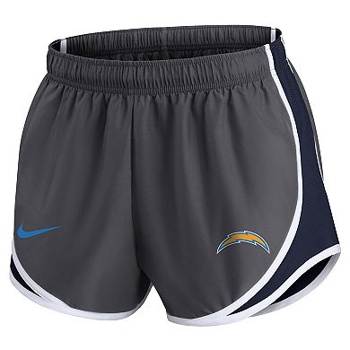 Women's Nike Charcoal Los Angeles Chargers Logo Performance Tempo Shorts