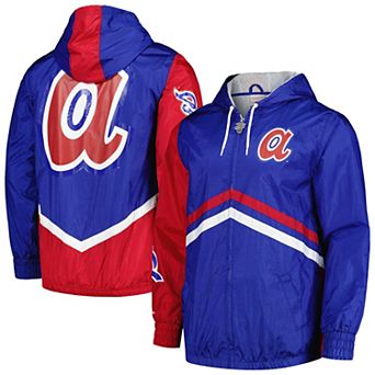 Men's Mitchell & Ness Royal Atlanta Braves Undeniable Full-Zip Hoodie Windbreaker Jacket