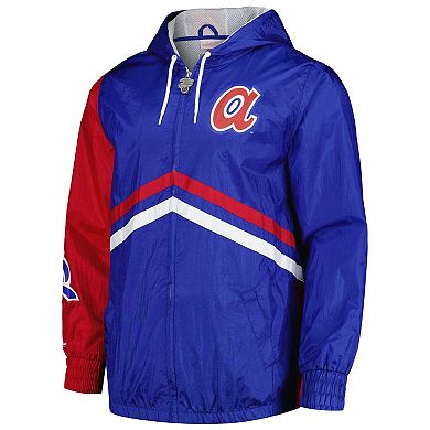 Men's Mitchell & Ness Royal Atlanta Braves Undeniable Full-Zip Hoodie Windbreaker Jacket