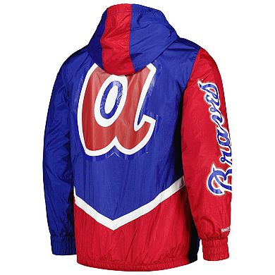 Men's Mitchell & Ness Royal Atlanta Braves Undeniable Full-Zip Hoodie Windbreaker Jacket
