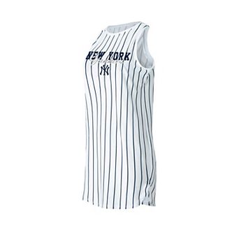 Women's Concepts Sport White New York Yankees Reel Pinstripe Knit Sleeveless Nightshirt