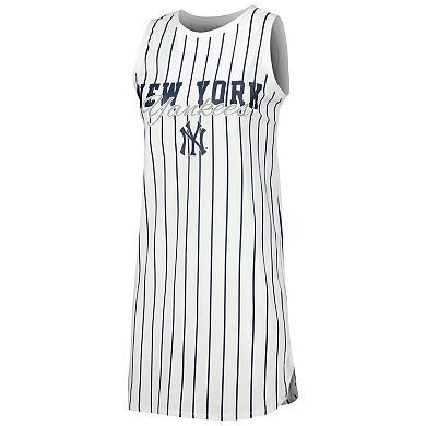 Women's Concepts Sport White New York Yankees Reel Pinstripe Knit Sleeveless Nightshirt