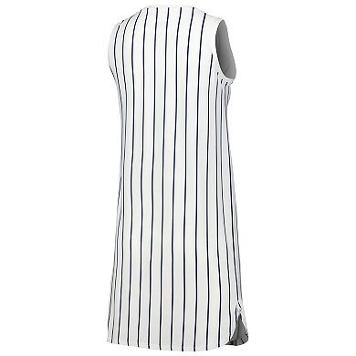 Women's Concepts Sport White New York Yankees Reel Pinstripe Knit Sleeveless Nightshirt
