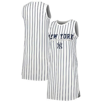 Women's Concepts Sport White New York Yankees Reel Pinstripe Knit Sleeveless Nightshirt