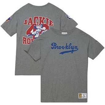 Men's Mitchell & Ness Jackie Robinson Gray Brooklyn Dodgers Cooperstown Collection Legends T-Shirt