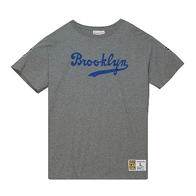 Men's Mitchell & Ness Jackie Robinson Gray Brooklyn Dodgers Cooperstown Collection Legends T-Shirt